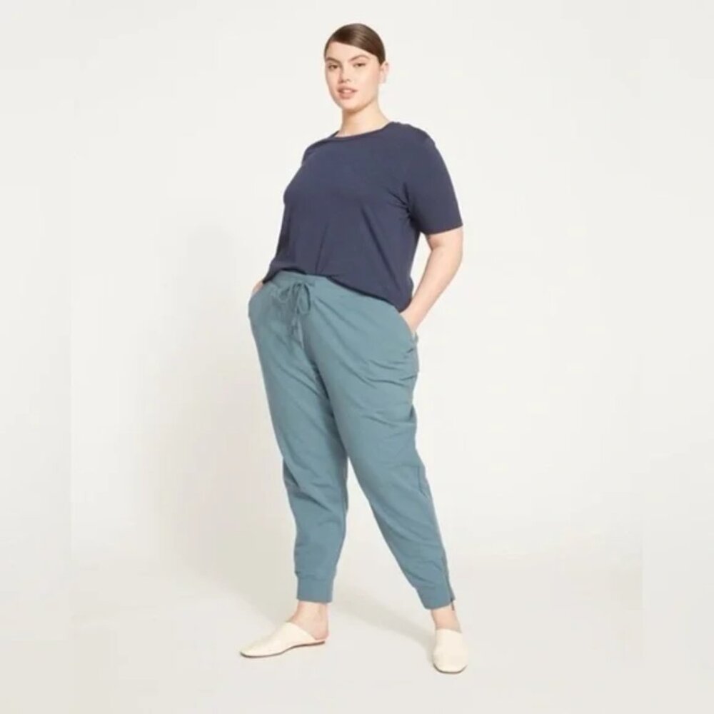Universal Standard Heather Joggers Goblin Blue Teal Ankle Zip Size 18-20